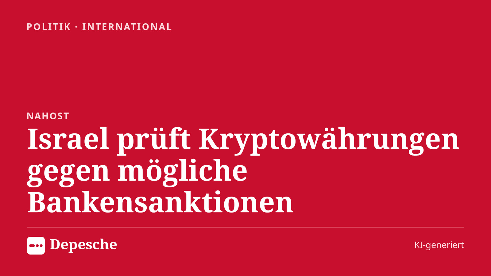 Politik: Israel prüft Kryptowährungen gegen mögliche Bankensanktionen