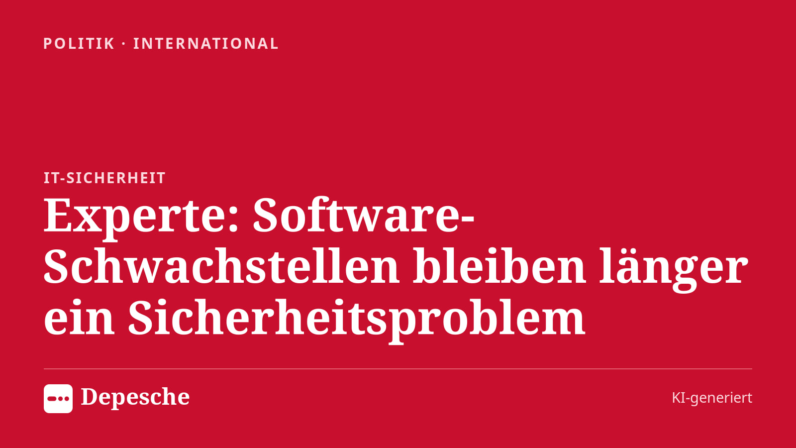 Politik: Experte: Software-Schwachstellen bleiben länger ein Sicherheitsproblem