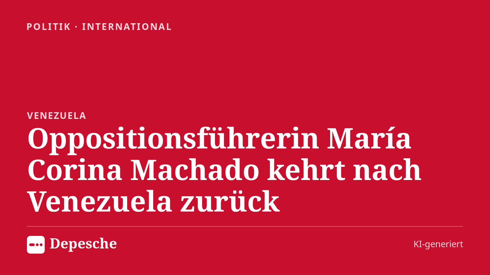 Politik: Oppositionsführerin María Corina Machado kehrt nach Venezuela zurück
