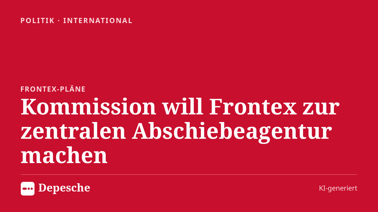 Politik: Kommission will Frontex zur zentralen Abschiebeagentur machen