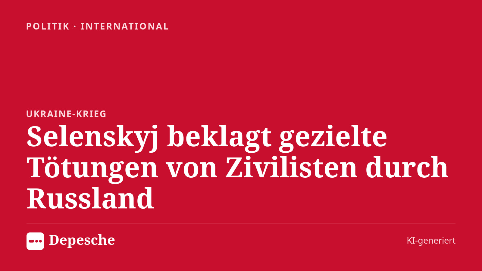 Politik: Selenskyj beklagt gezielte Tötungen von Zivilisten durch Russland