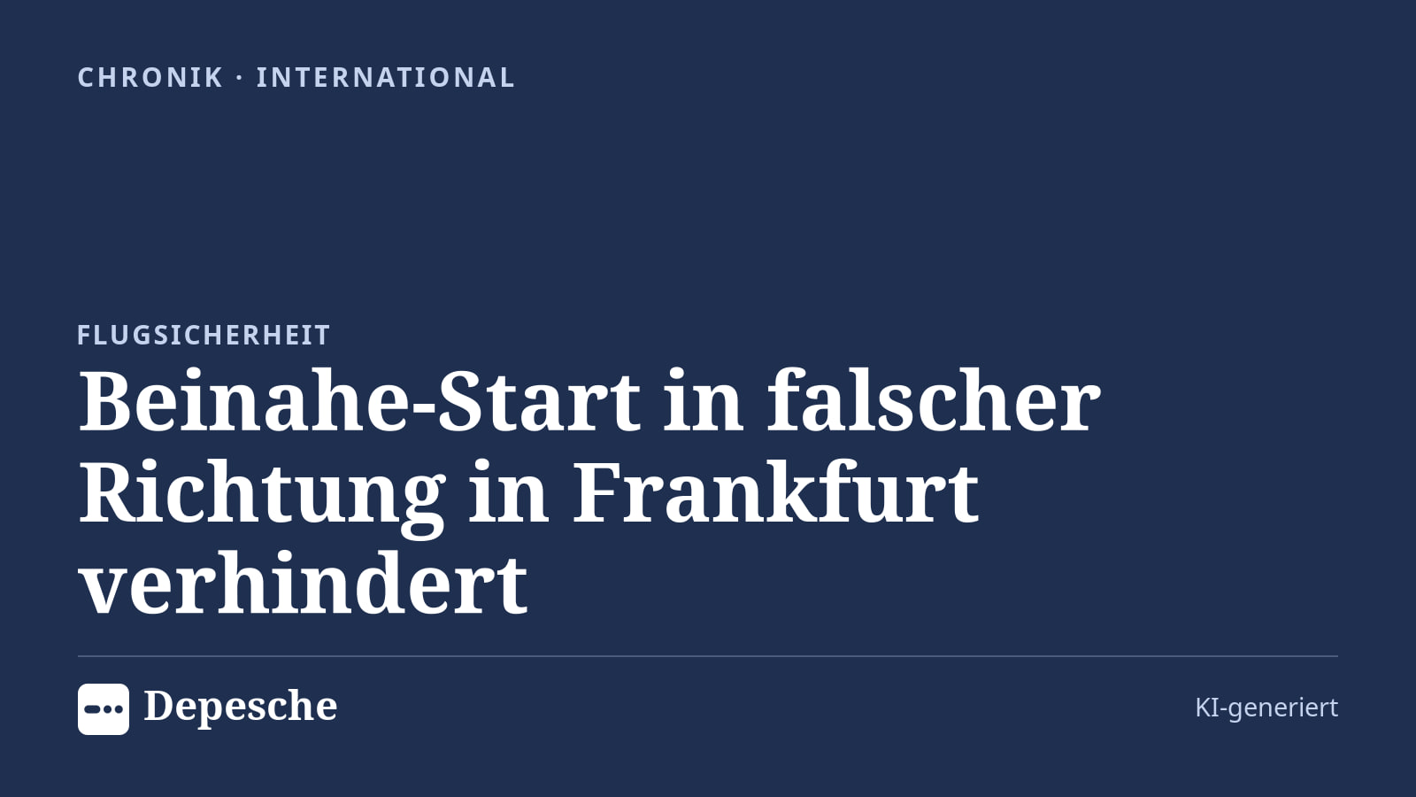 Chronik: Beinahe-Start in falscher Richtung in Frankfurt verhindert