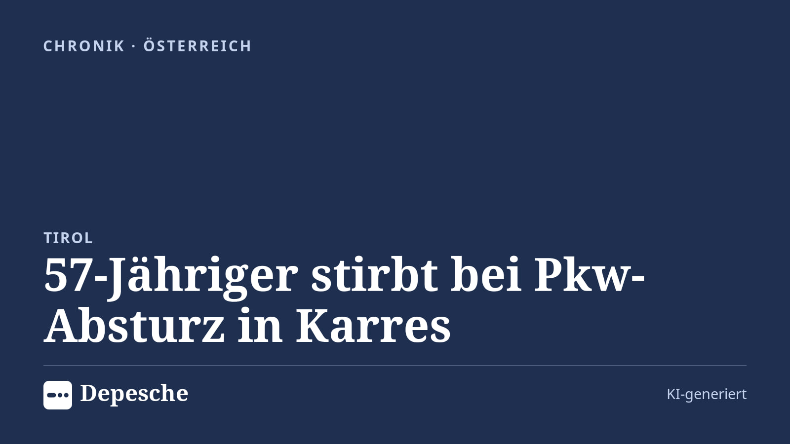 Chronik: 57-Jähriger stirbt bei Pkw-Absturz in Karres