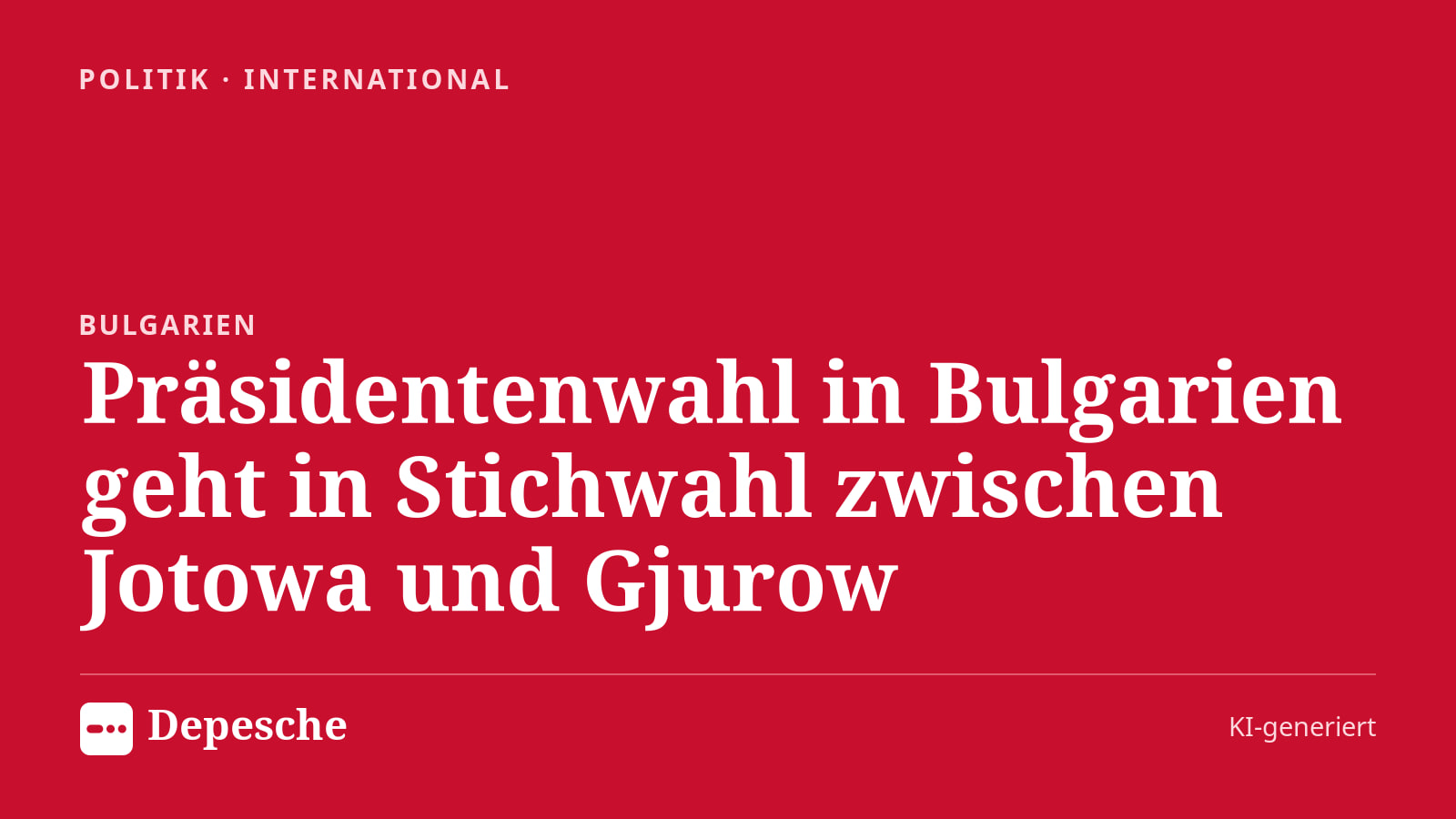 Politik: Präsidentenwahl in Bulgarien geht in Stichwahl zwischen Jotowa und Gjurow