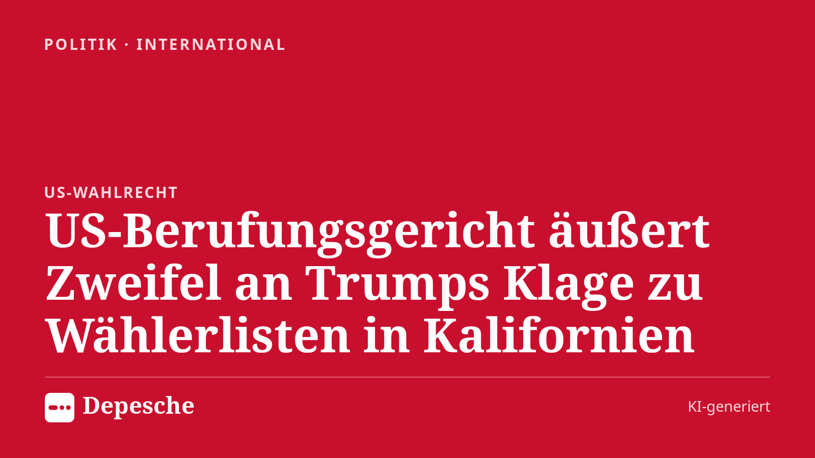 Politik: US-Berufungsgericht äußert Zweifel an Trumps Klage zu Wählerlisten in Kalifornien