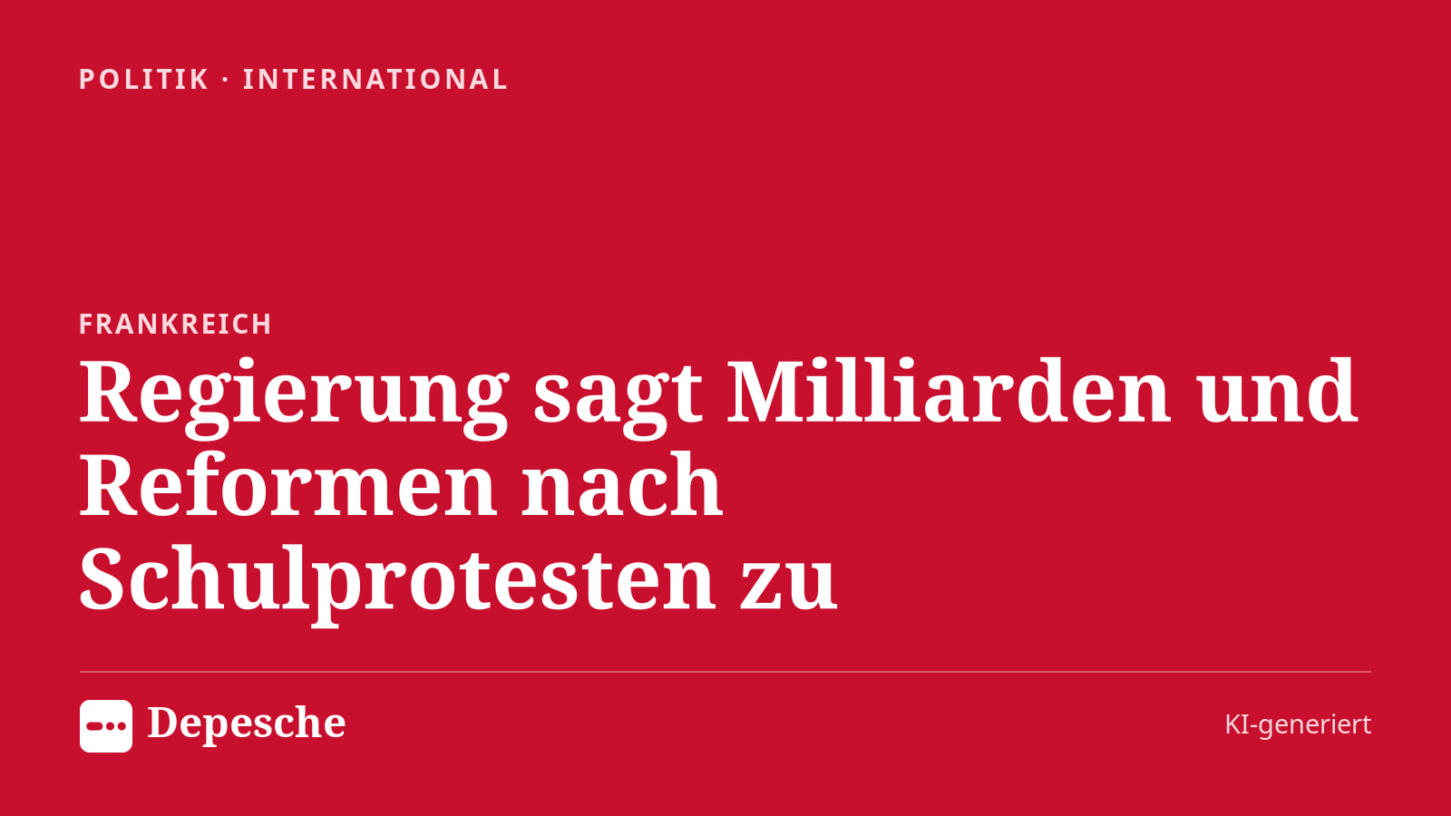 Politik: Regierung sagt Milliarden und Reformen nach Schulprotesten zu