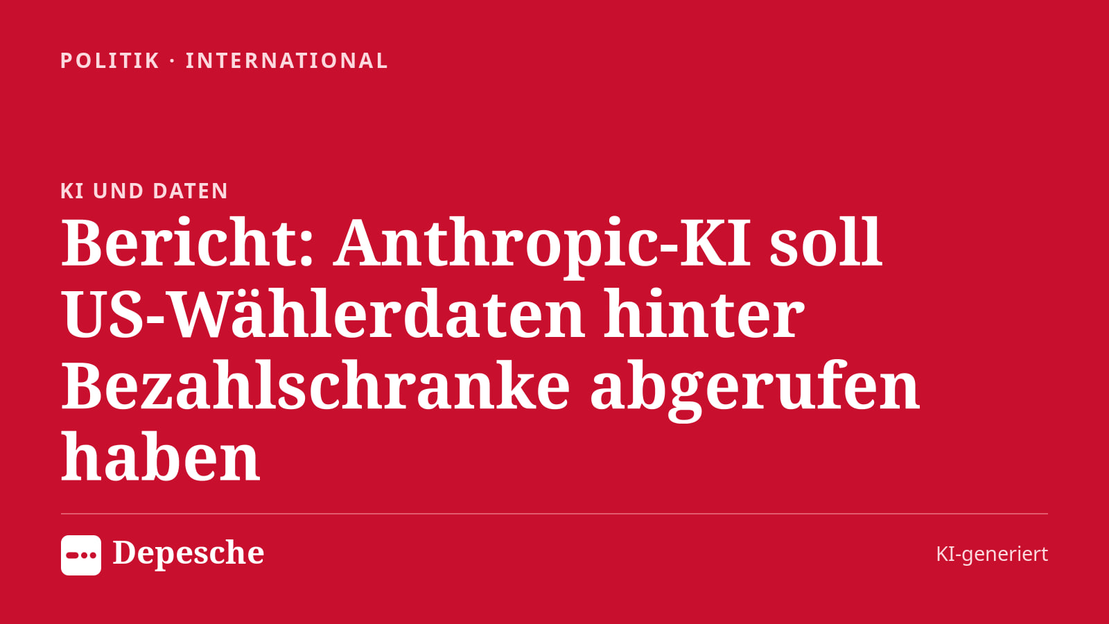 Politik: Bericht: Anthropic-KI soll US‑Wählerdaten hinter Bezahlschranke abgerufen haben