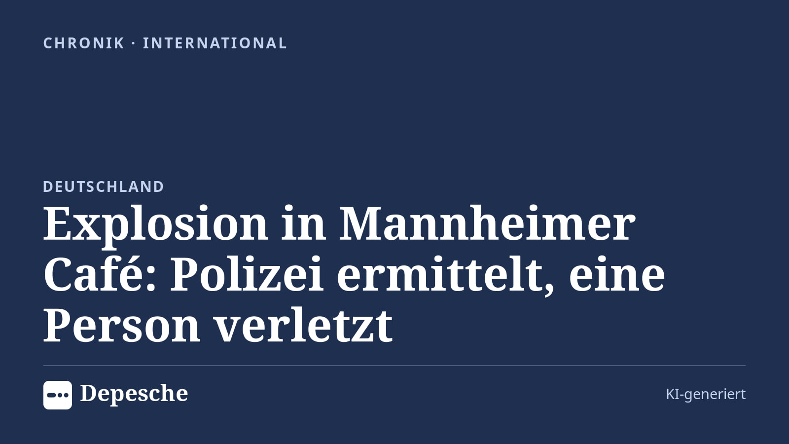 Chronik: Explosion in Mannheimer Café: Polizei ermittelt, eine Person verletzt