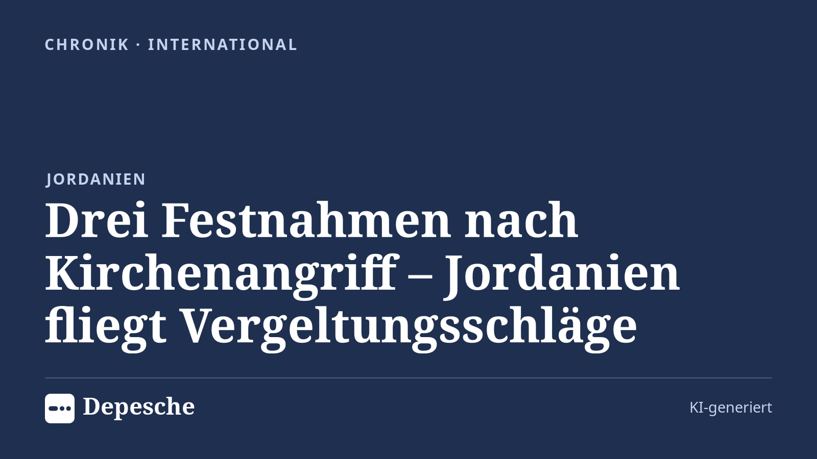 Chronik: Drei Festnahmen nach Kirchenangriff – Jordanien fliegt Vergeltungsschläge