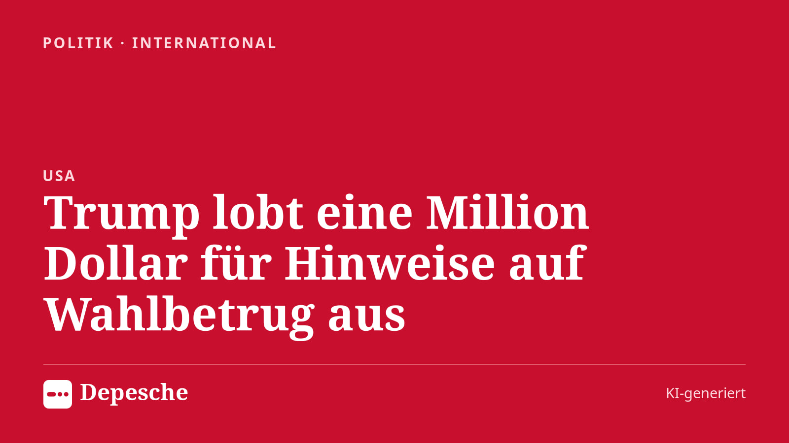 Politik: Trump lobt eine Million Dollar für Hinweise auf Wahlbetrug aus