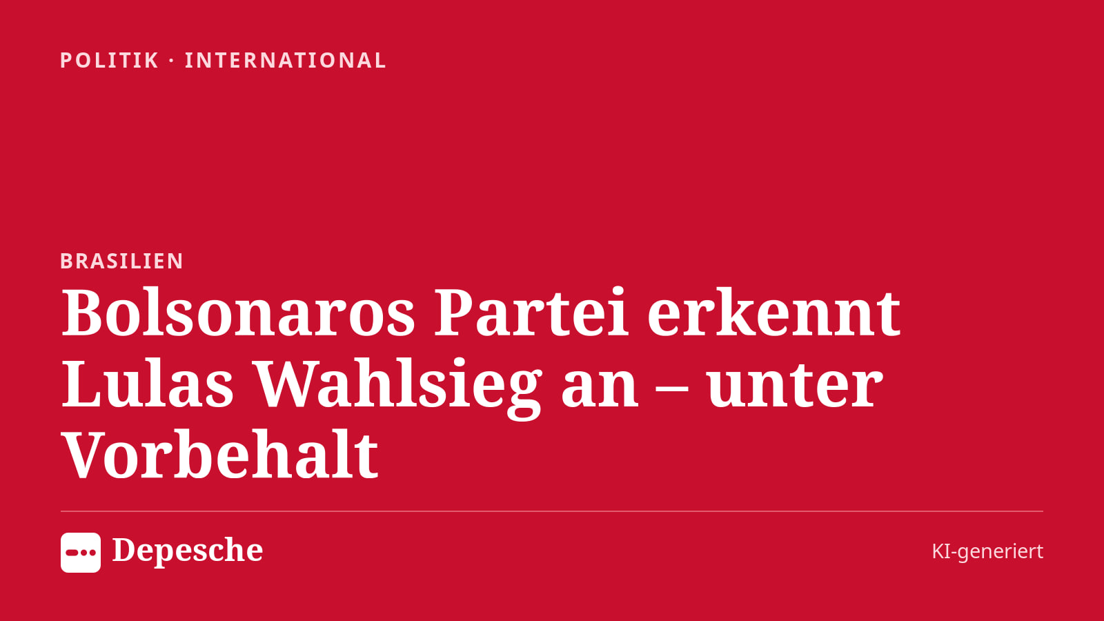 Politik: Bolsonaros Partei erkennt Lulas Wahlsieg an – unter Vorbehalt