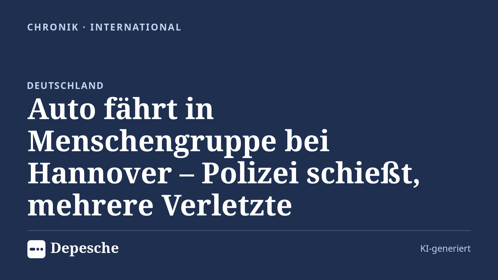 Chronik: Auto fährt in Menschengruppe bei Hannover – Polizei schießt, mehrere Verletzte