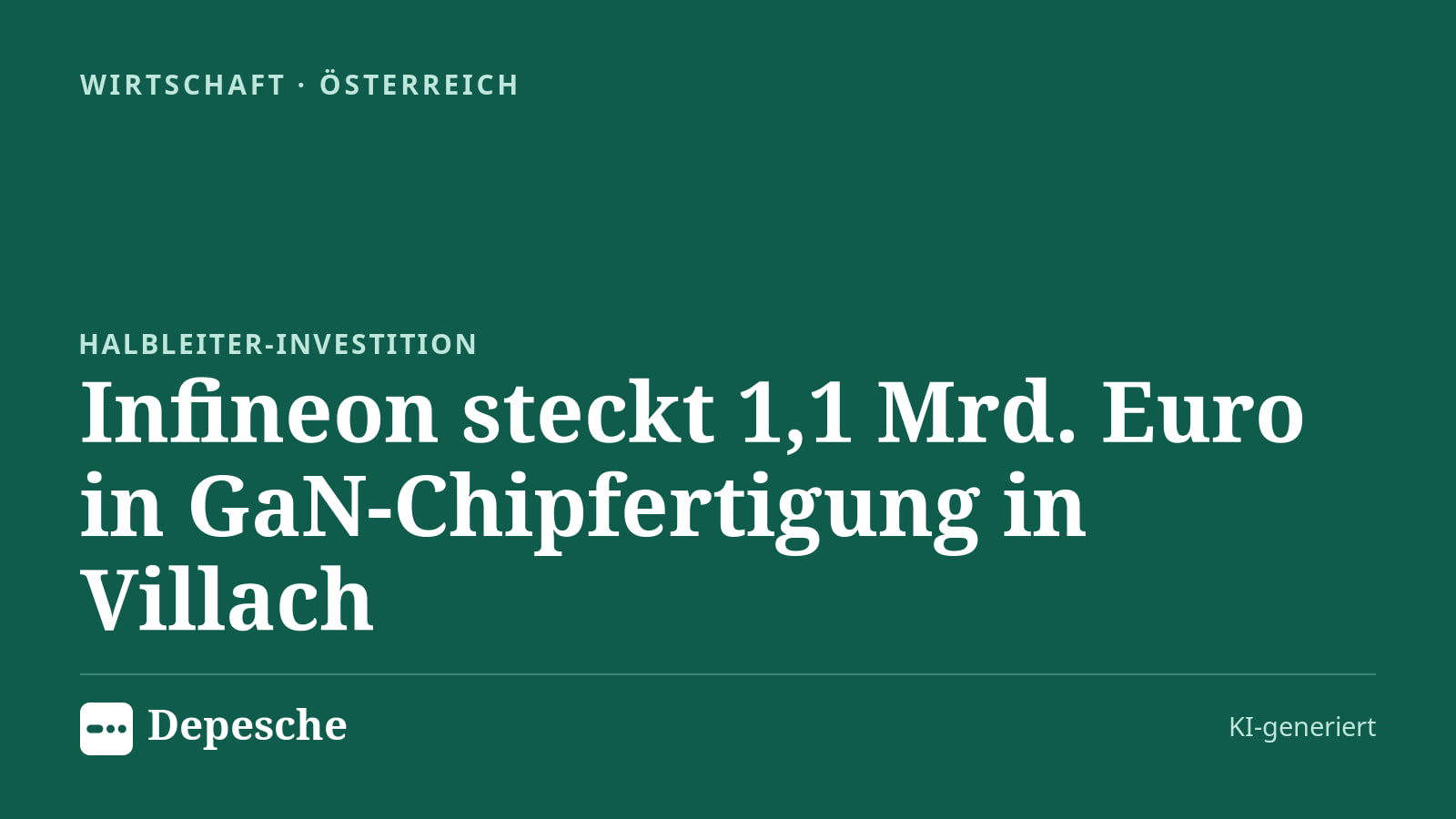 Wirtschaft: Infineon steckt 1,1 Mrd. Euro in GaN-Chipfertigung in Villach
