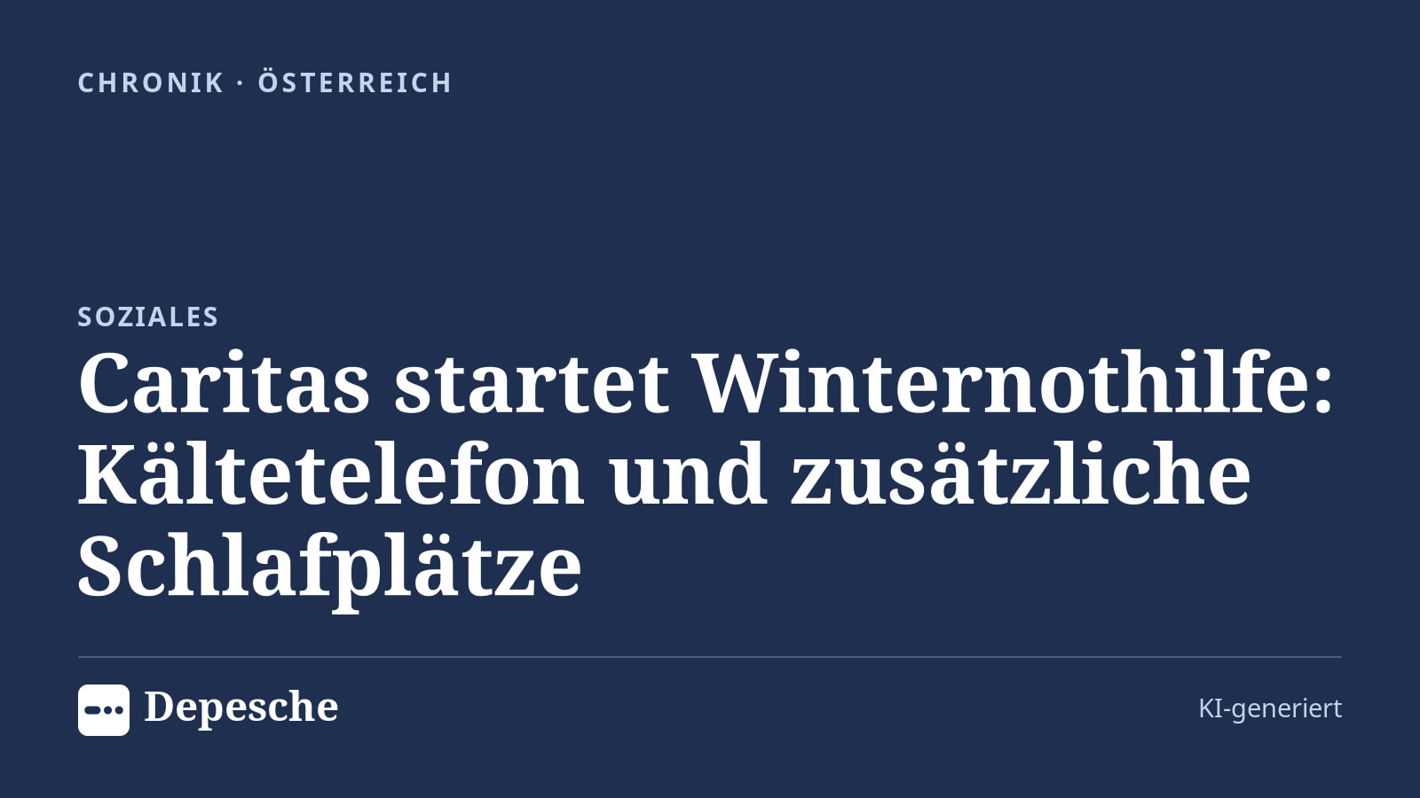 Chronik: Caritas startet Winternothilfe: Kältetelefon und zusätzliche Schlafplätze