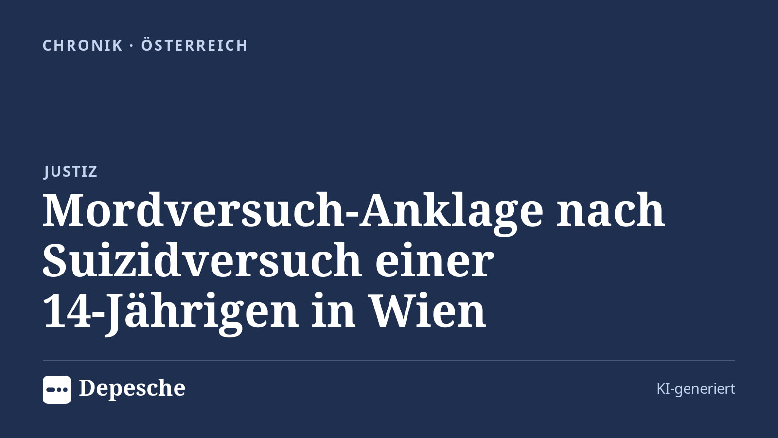 Chronik: Mordversuch-Anklage nach Suizidversuch einer 14‑Jährigen in Wien
