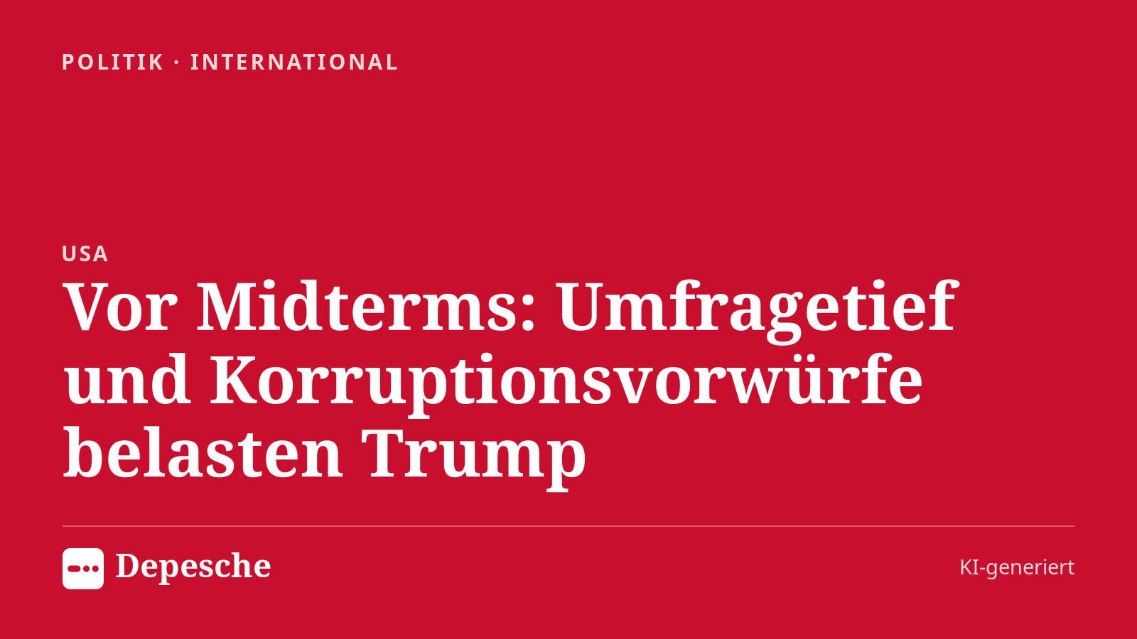 Politik: Vor Midterms: Umfragetief und Korruptionsvorwürfe belasten Trump