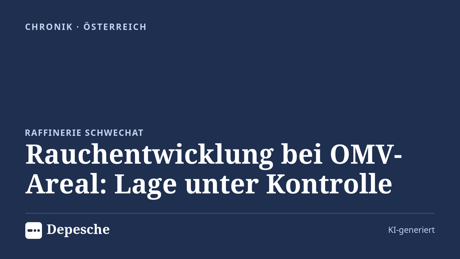 Chronik: Rauchentwicklung bei OMV-Areal: Lage unter Kontrolle