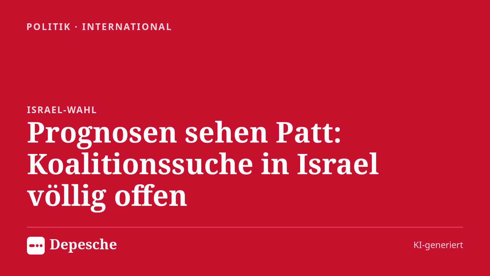Politik: Prognosen sehen Patt: Koalitionssuche in Israel völlig offen