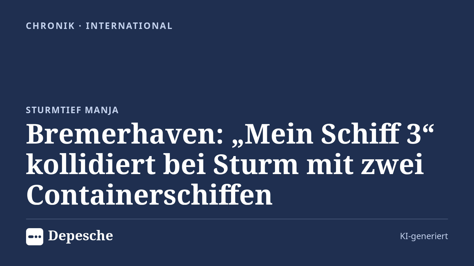 Chronik: Bremerhaven: „Mein Schiff 3“ kollidiert bei Sturm mit zwei Containerschiffen