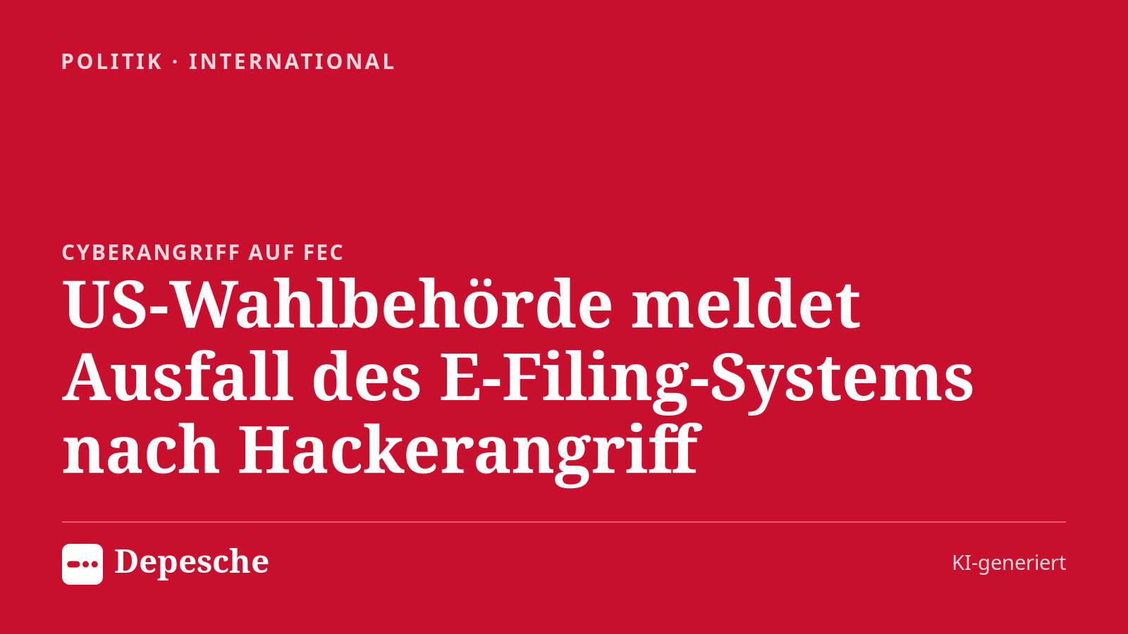 Politik: US‑Wahlbehörde meldet Ausfall des E‑Filing‑Systems nach Hackerangriff