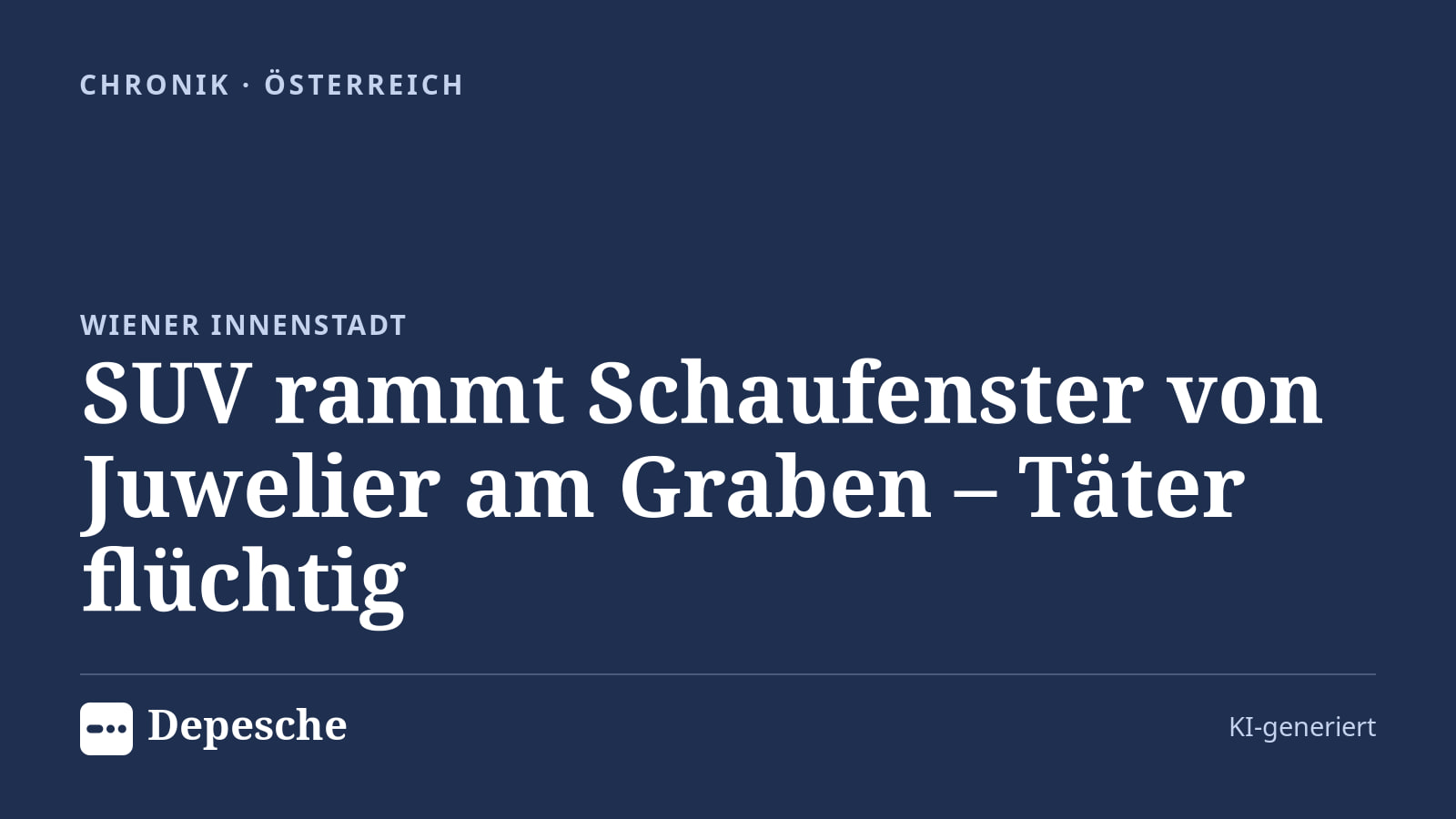 Chronik: SUV rammt Schaufenster von Juwelier am Graben – Täter flüchtig