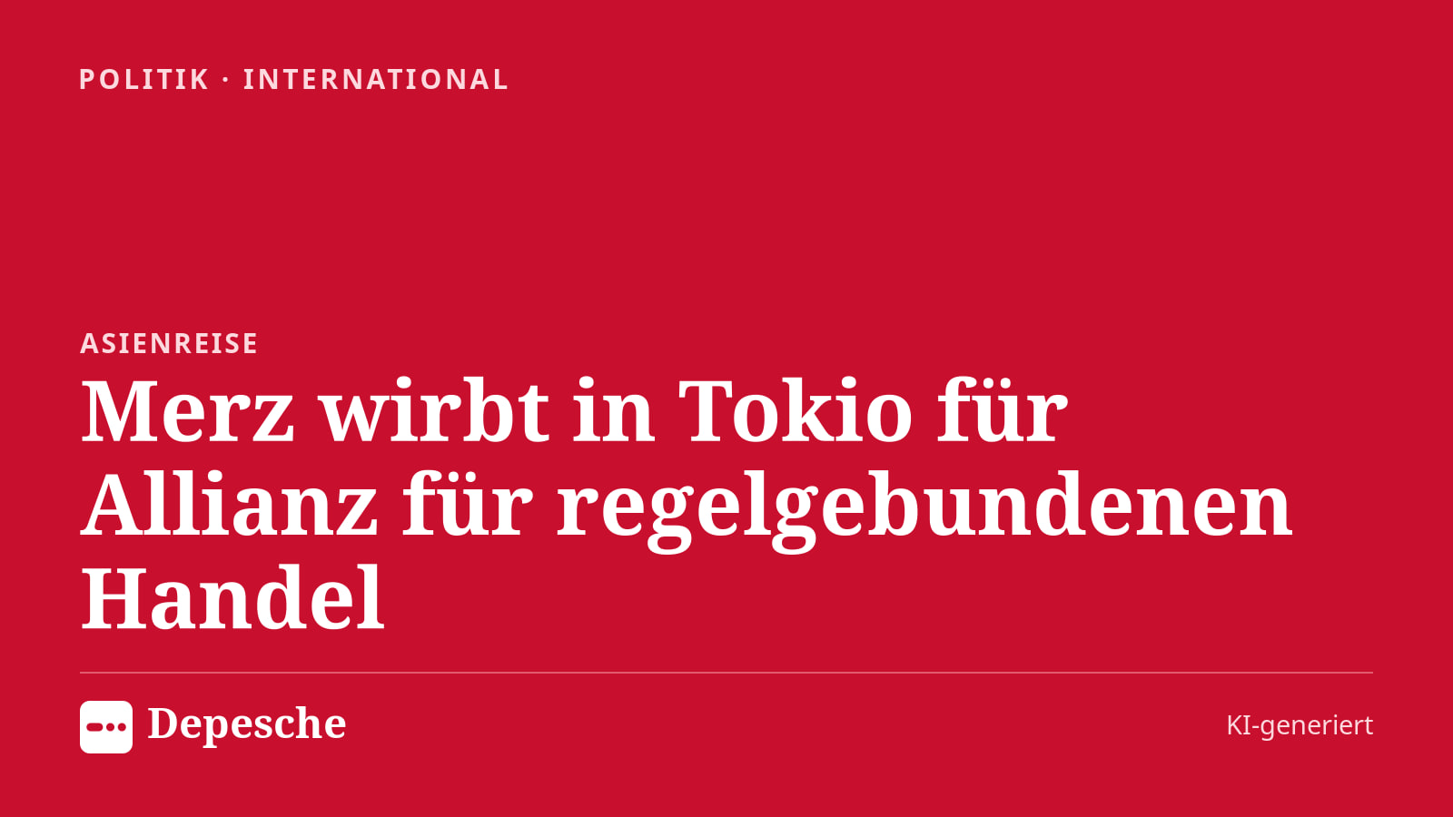 Politik: Merz wirbt in Tokio für Allianz für regelgebundenen Handel