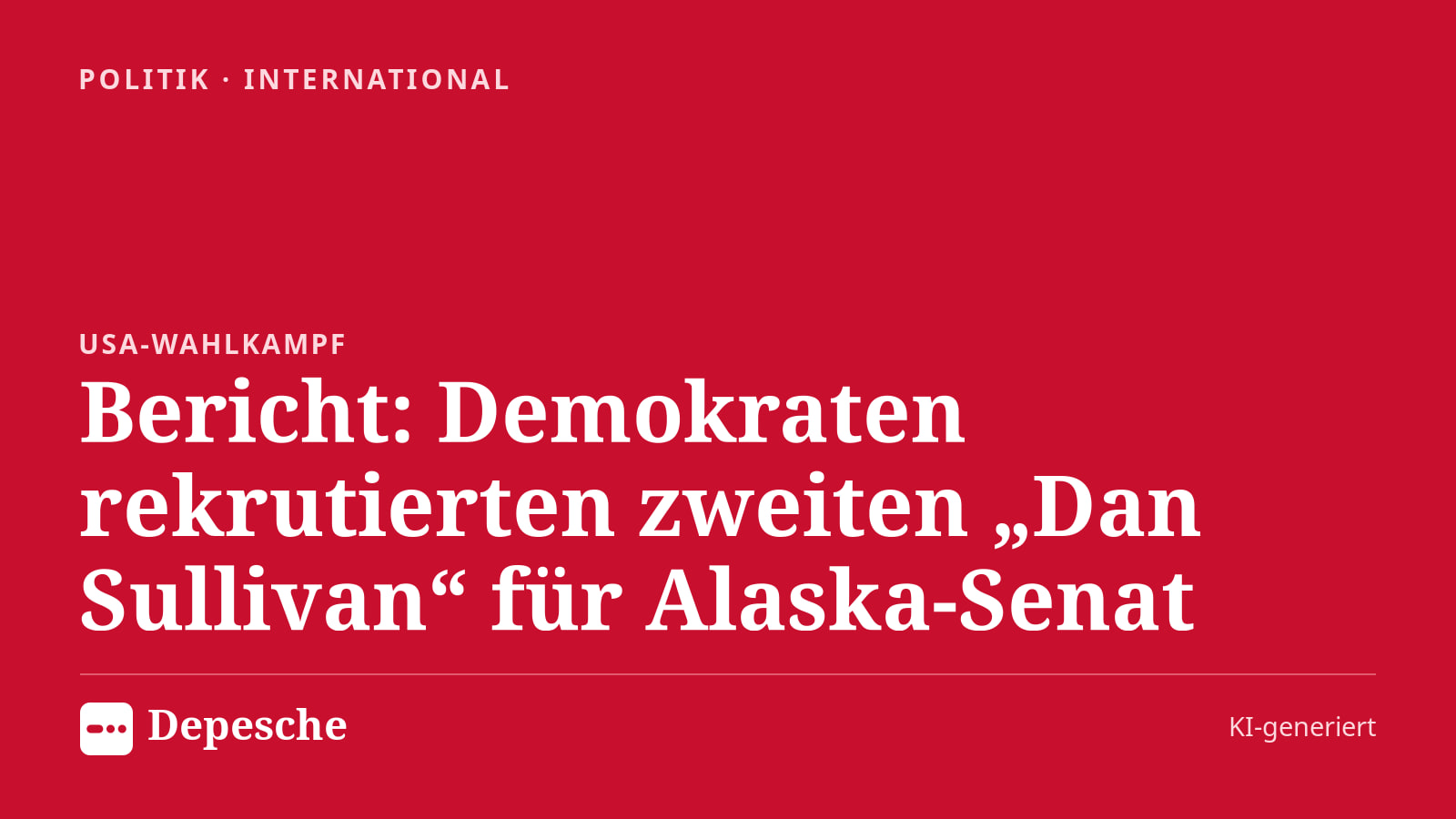 Politik: Bericht: Demokraten rekrutierten zweiten „Dan Sullivan“ für Alaska‑Senat