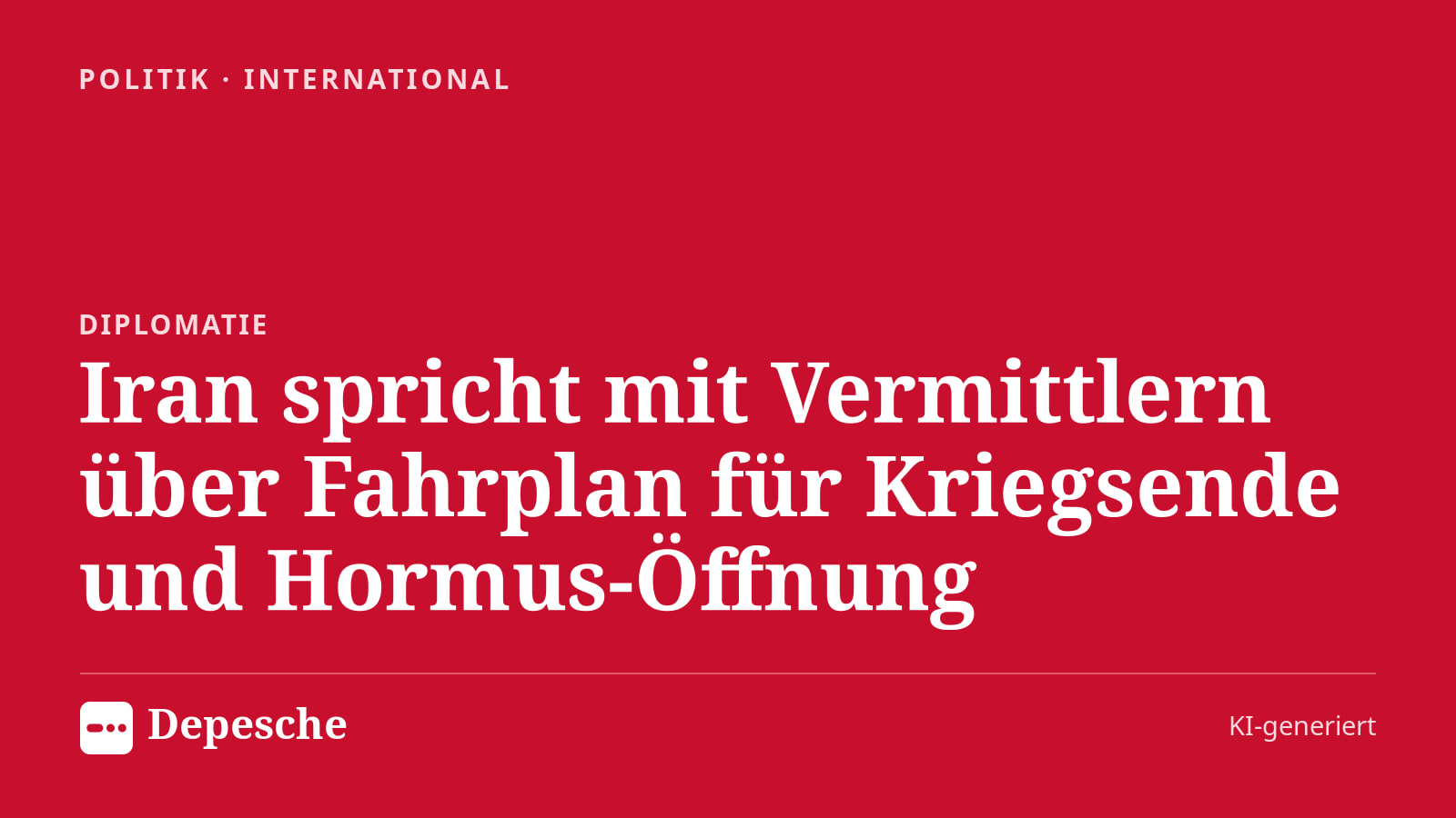 Politik: Iran spricht mit Vermittlern über Fahrplan für Kriegsende und Hormus-Öffnung