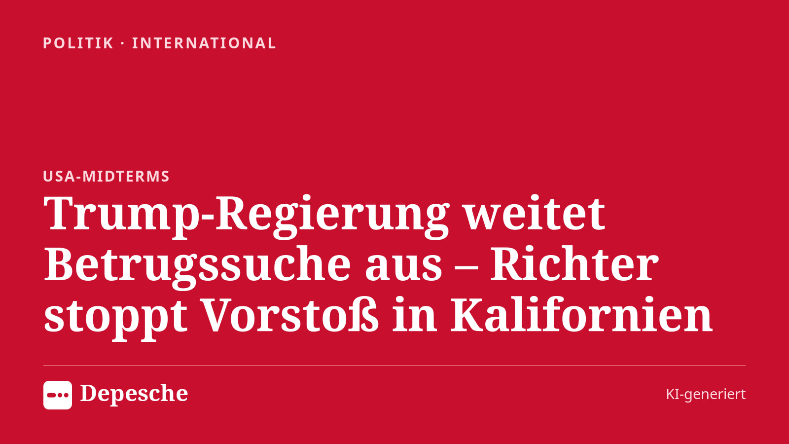 Politik: Trump-Regierung weitet Betrugssuche aus – Richter stoppt Vorstoß in Kalifornien