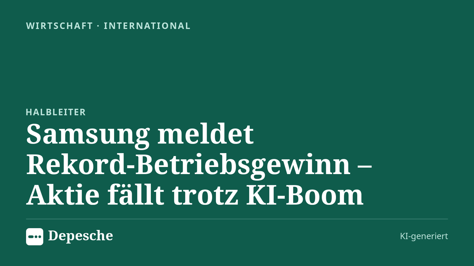 Wirtschaft: Samsung meldet Rekord‑Betriebsgewinn – Aktie fällt trotz KI‑Boom
