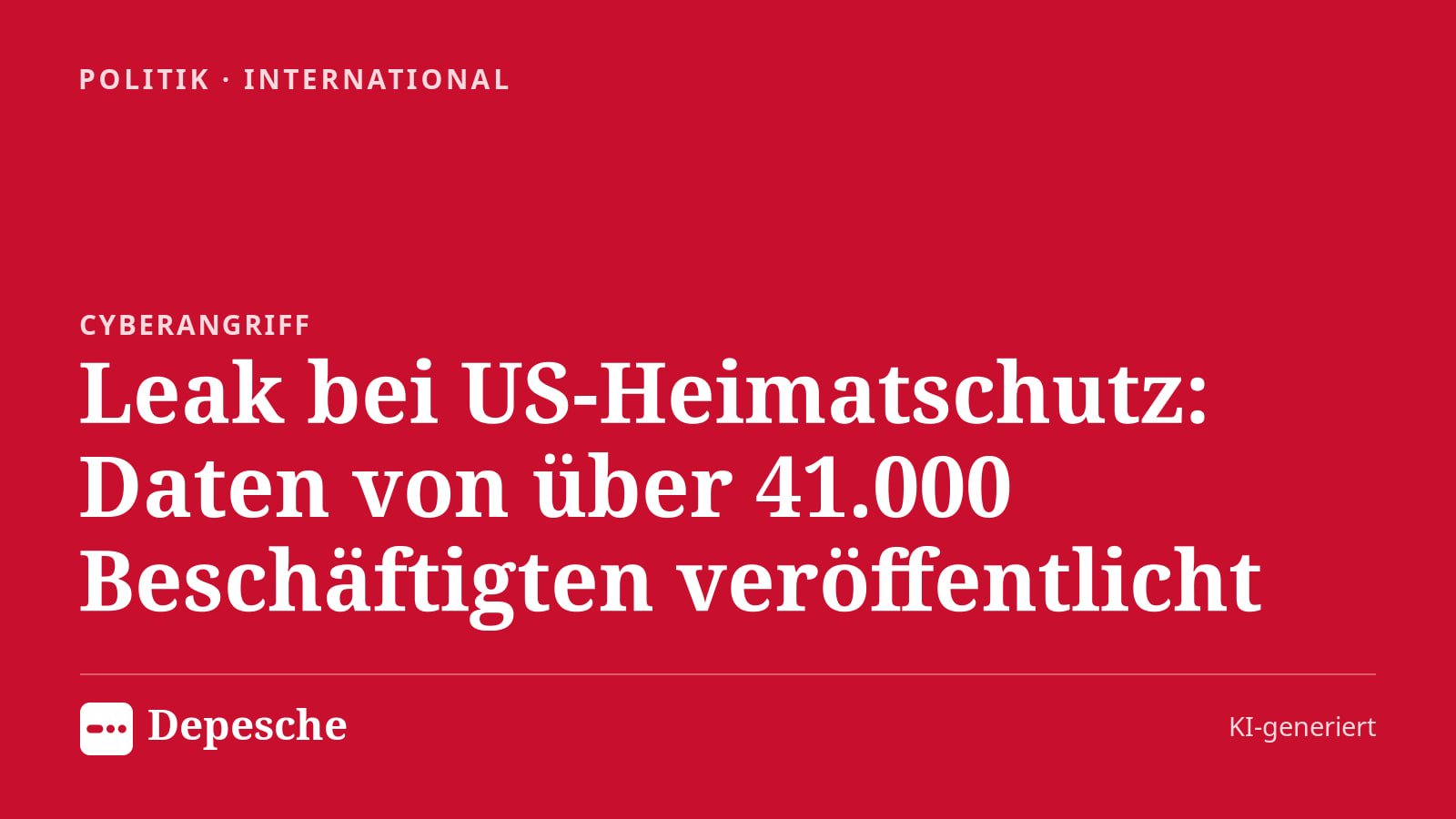Politik: Leak bei US‑Heimatschutz: Daten von über 41.000 Beschäftigten veröffentlicht