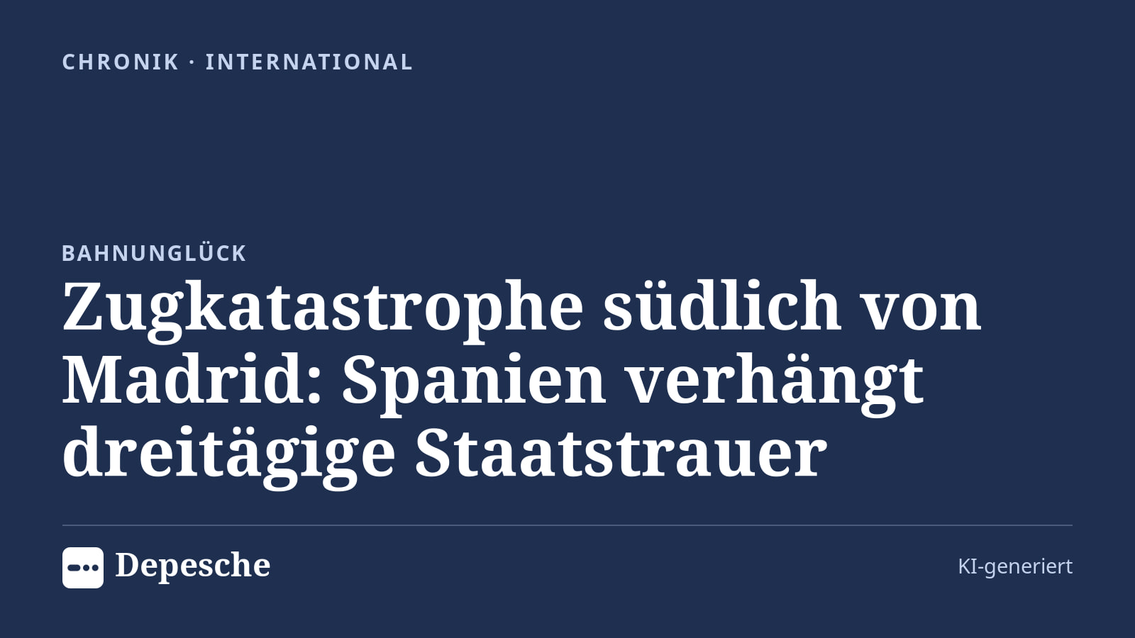 Chronik: Zugkatastrophe südlich von Madrid: Spanien verhängt dreitägige Staatstrauer