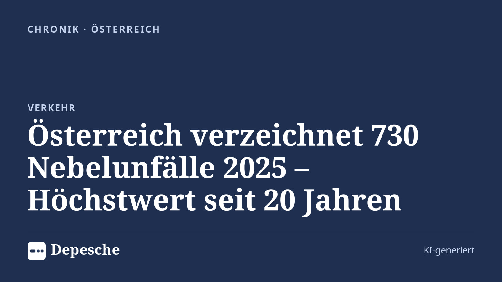 Chronik: Österreich verzeichnet 730 Nebelunfälle 2025 – Höchstwert seit 20 Jahren