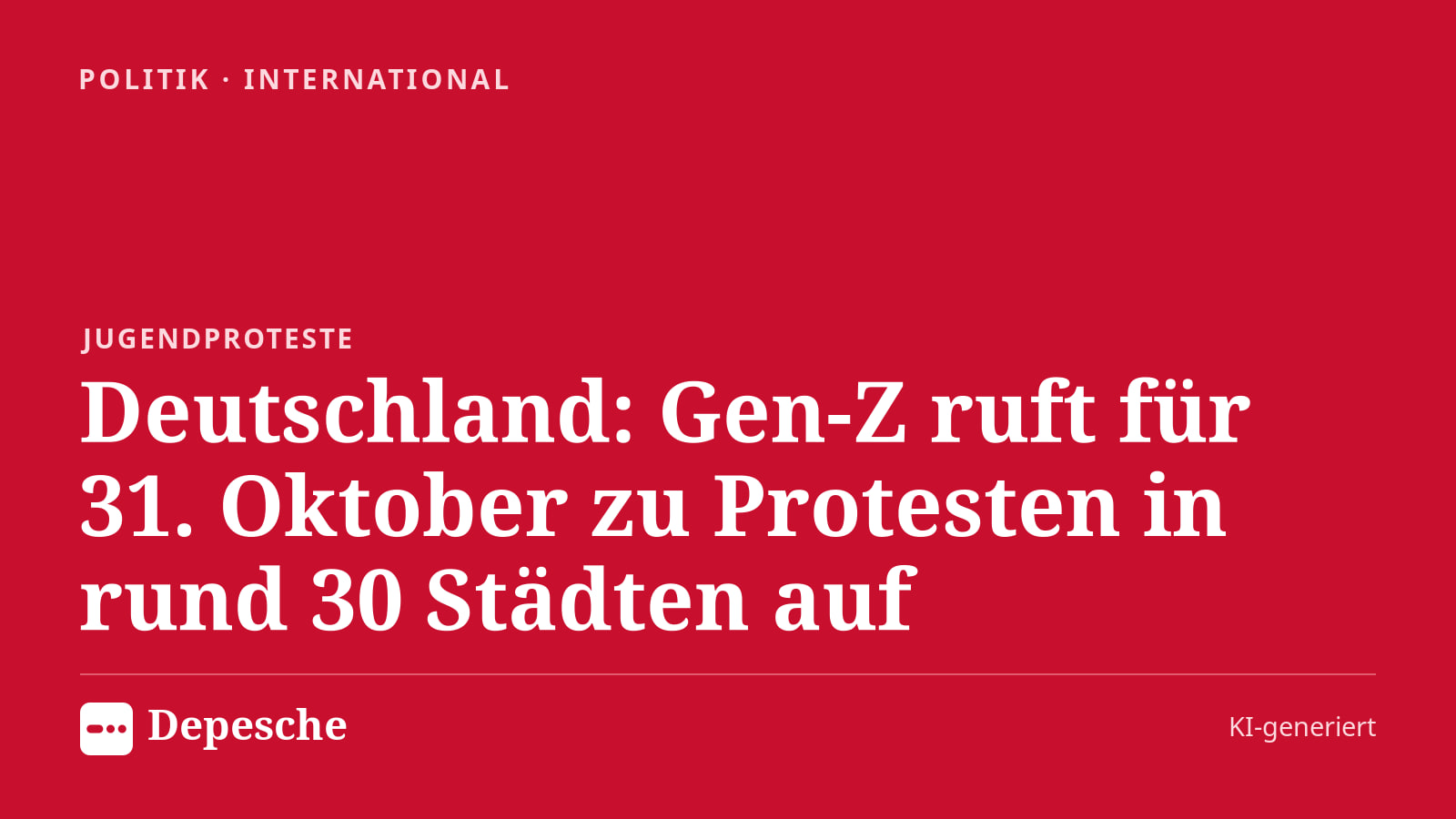 Politik: Deutschland: Gen‑Z ruft für 31. Oktober zu Protesten in rund 30 Städten auf