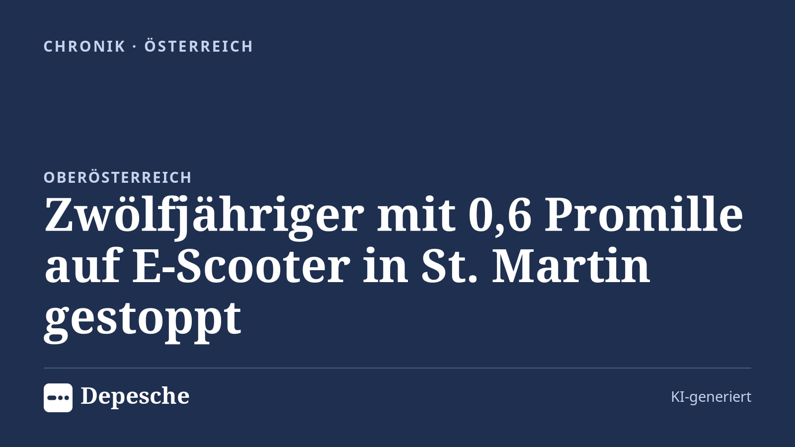 Chronik: Zwölfjähriger mit 0,6 Promille auf E‑Scooter in St. Martin gestoppt