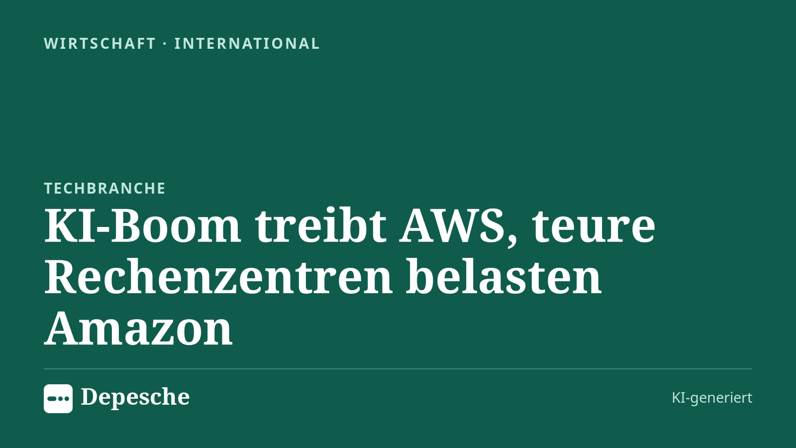 Wirtschaft: KI-Boom treibt AWS, teure Rechenzentren belasten Amazon