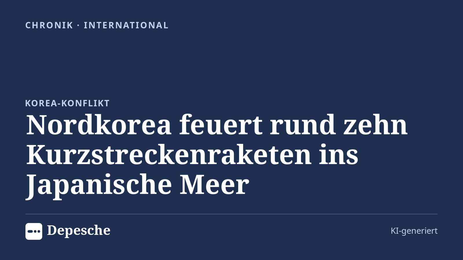 Chronik: Nordkorea feuert rund zehn Kurzstreckenraketen ins Japanische Meer