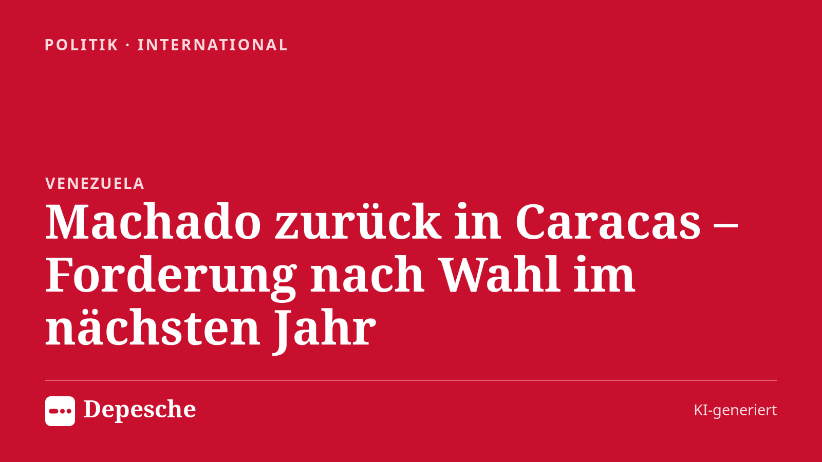 Politik: Machado zurück in Caracas – Forderung nach Wahl im nächsten Jahr