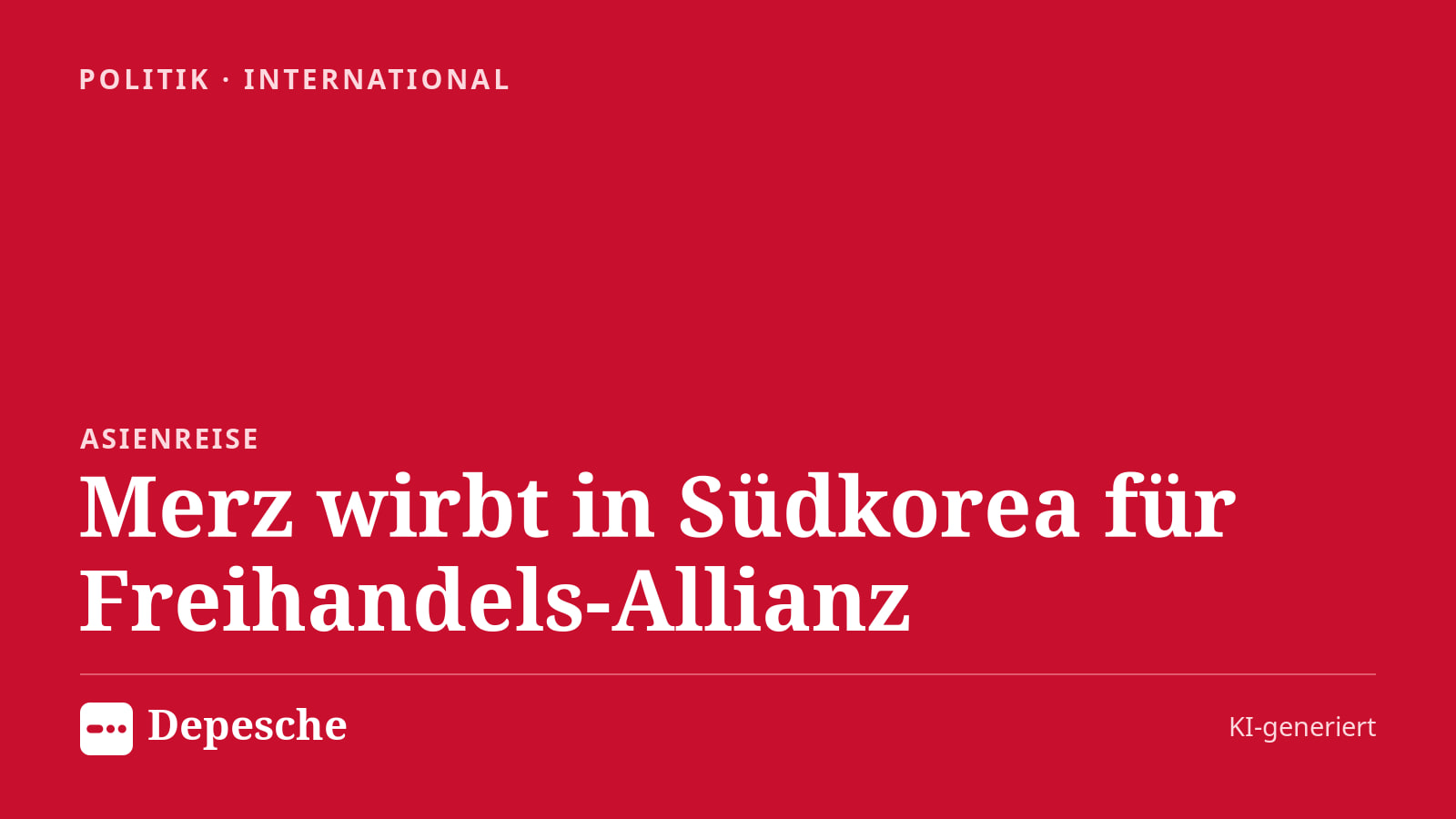 Politik: Merz wirbt in Südkorea für Freihandels-Allianz