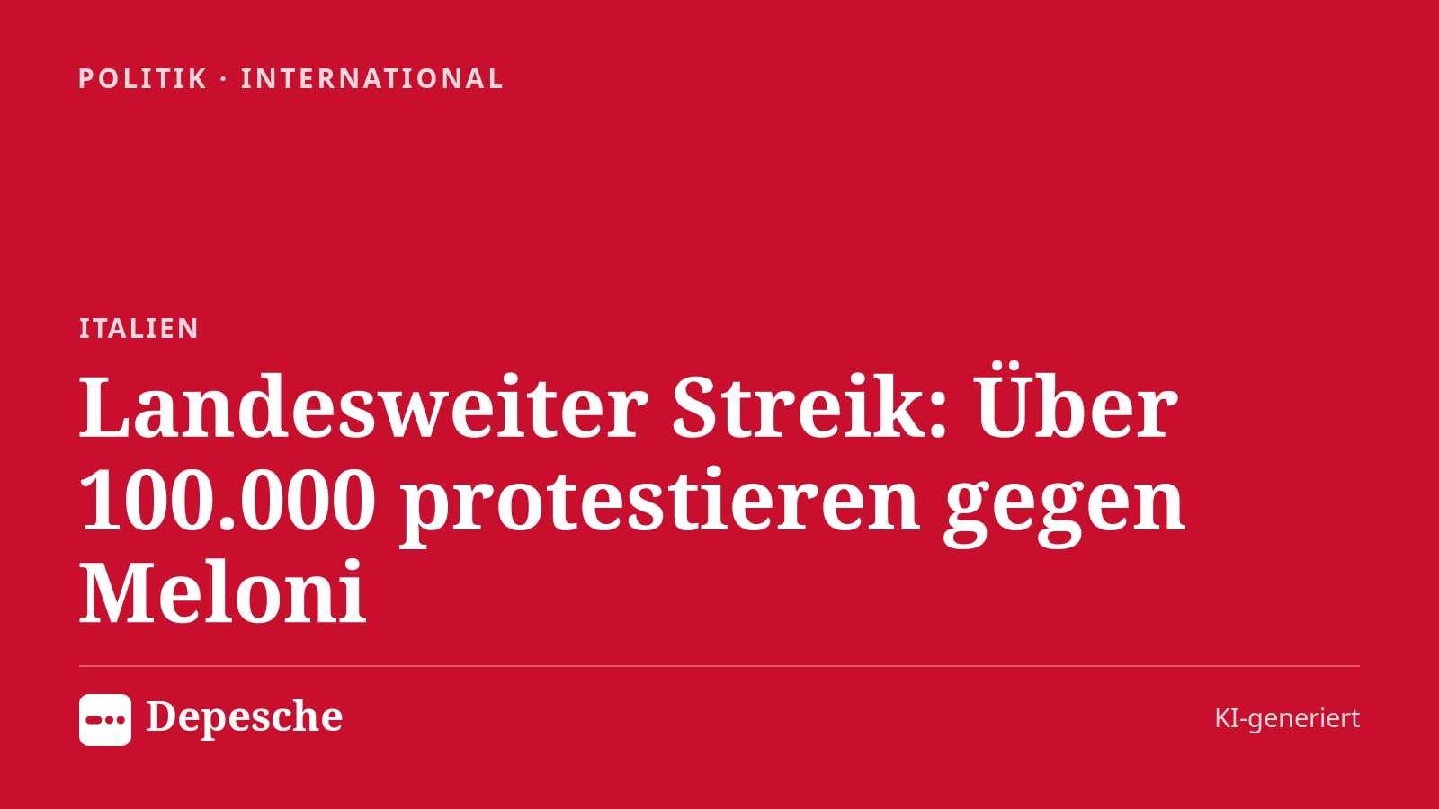 Politik: Landesweiter Streik: Über 100.000 protestieren gegen Meloni