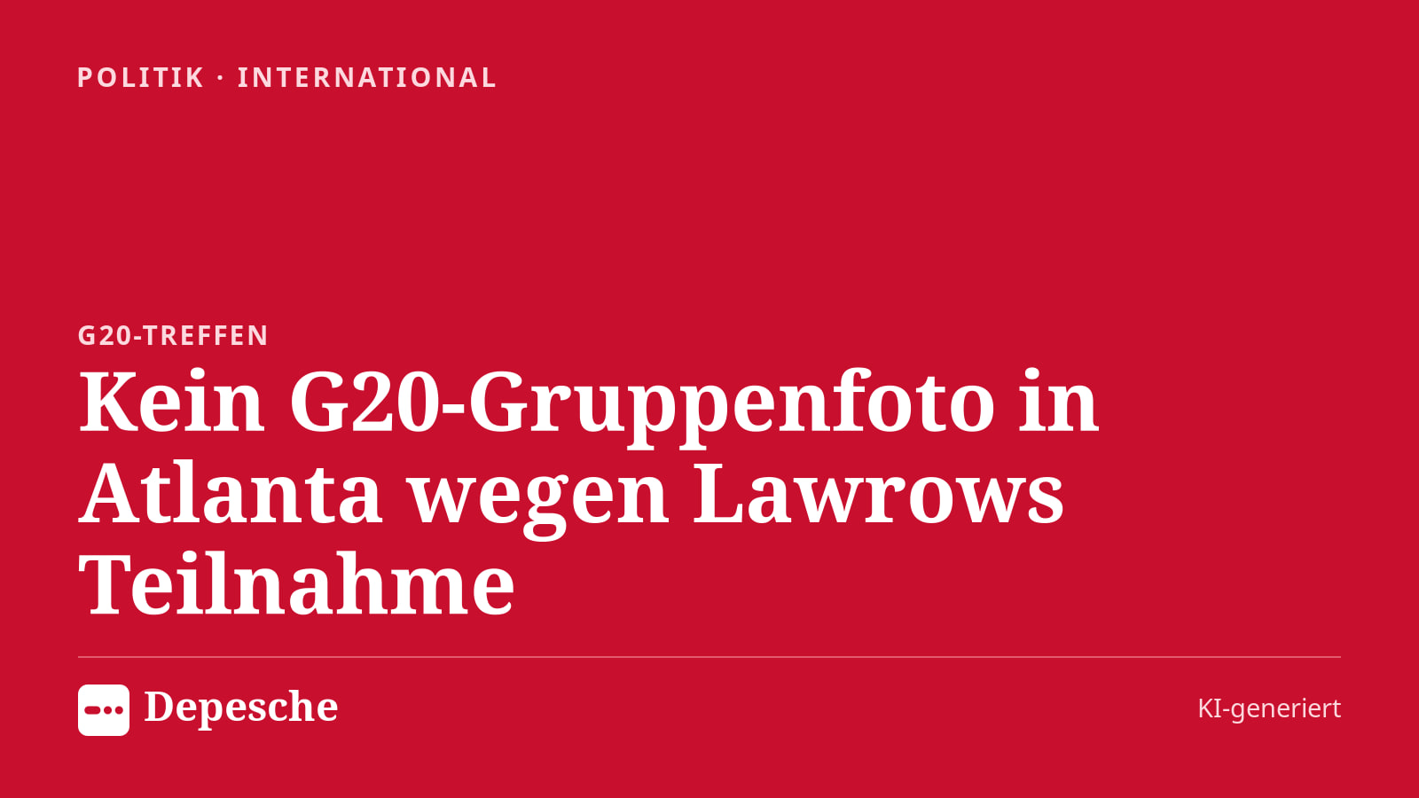 Politik: Kein G20‑Gruppenfoto in Atlanta wegen Lawrows Teilnahme