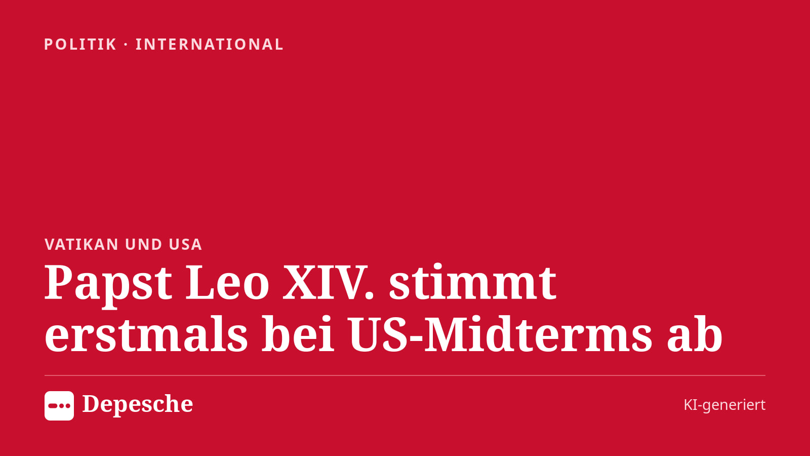 Politik: Papst Leo XIV. stimmt erstmals bei US‑Midterms ab