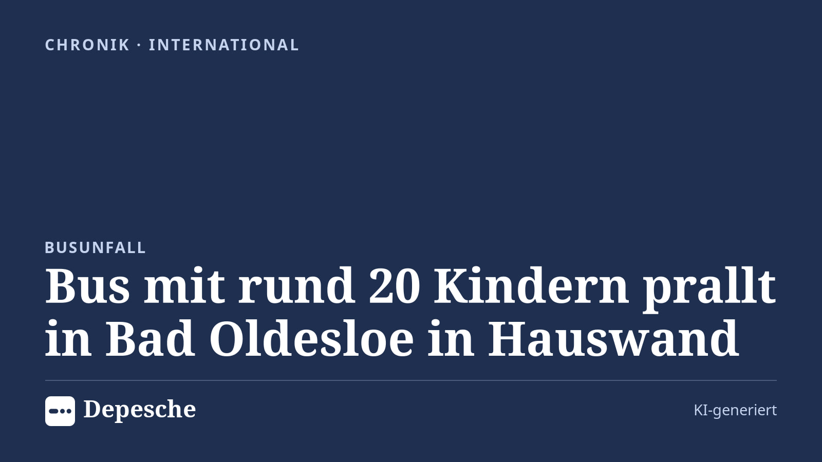 Chronik: Bus mit rund 20 Kindern prallt in Bad Oldesloe in Hauswand