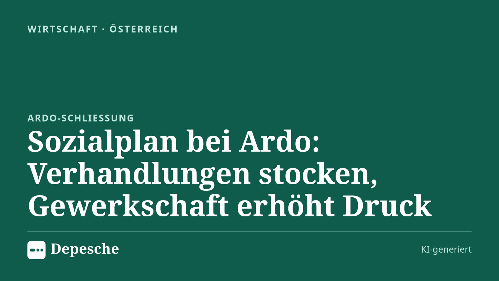 Wirtschaft: Sozialplan bei Ardo: Verhandlungen stocken, Gewerkschaft erhöht Druck