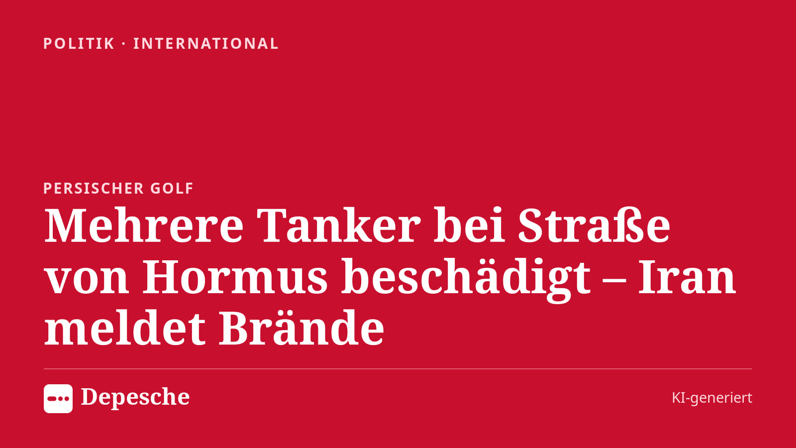 Politik: Mehrere Tanker bei Straße von Hormus beschädigt – Iran meldet Brände