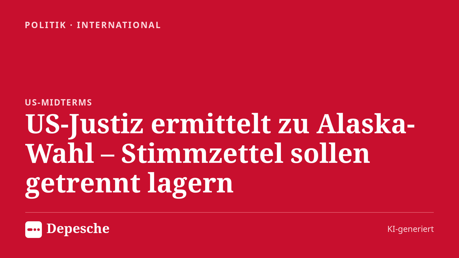 Politik: US-Justiz ermittelt zu Alaska-Wahl – Stimmzettel sollen getrennt lagern