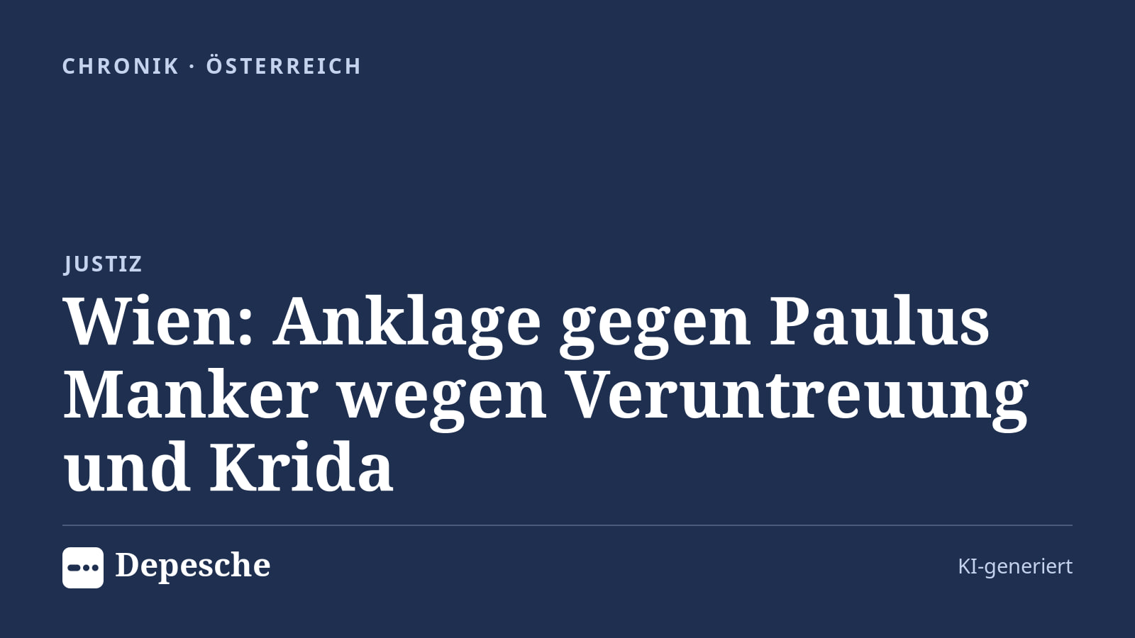 Chronik: Wien: Anklage gegen Paulus Manker wegen Veruntreuung und Krida