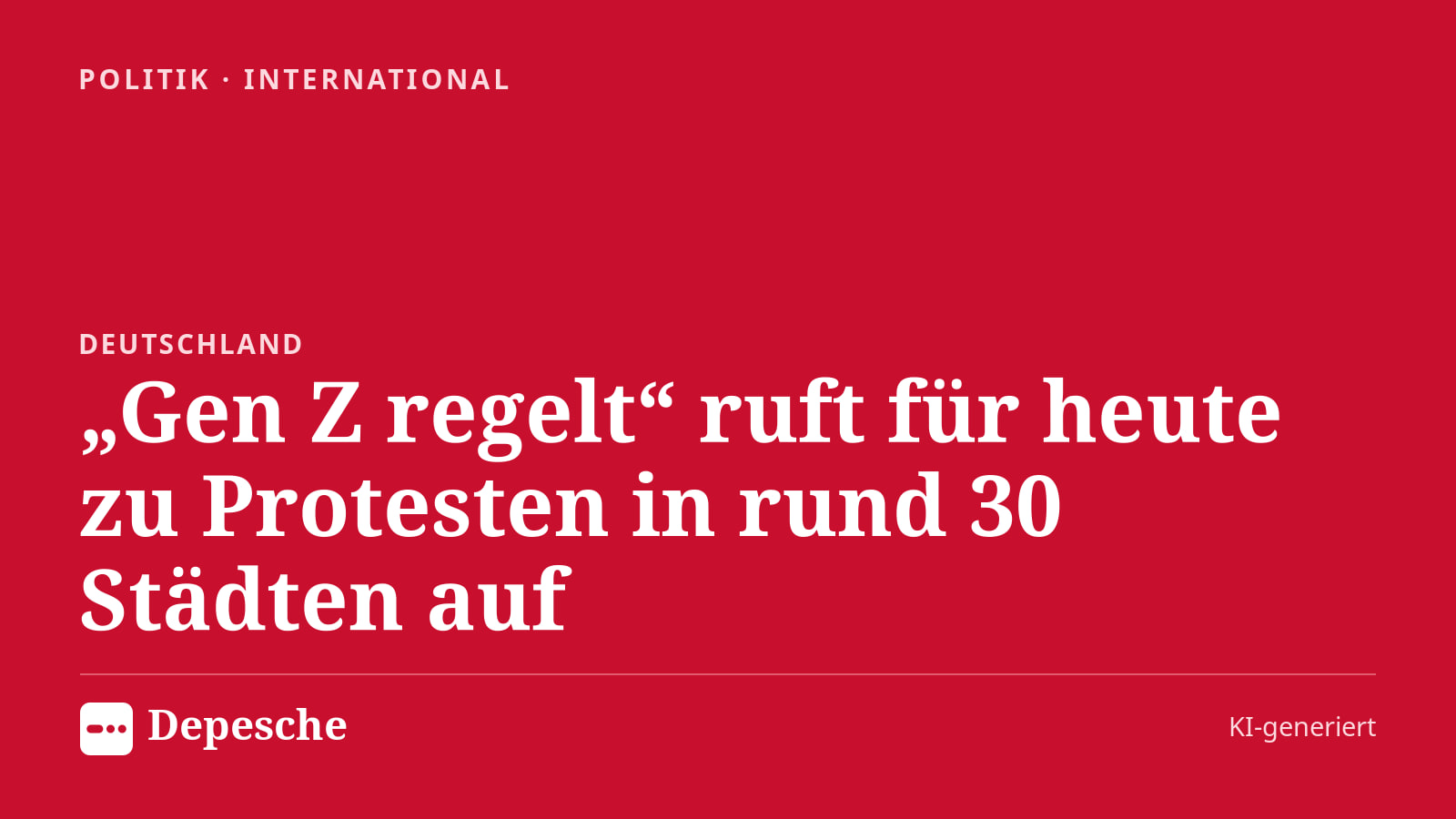 Politik: „Gen Z regelt“ ruft für heute zu Protesten in rund 30 Städten auf