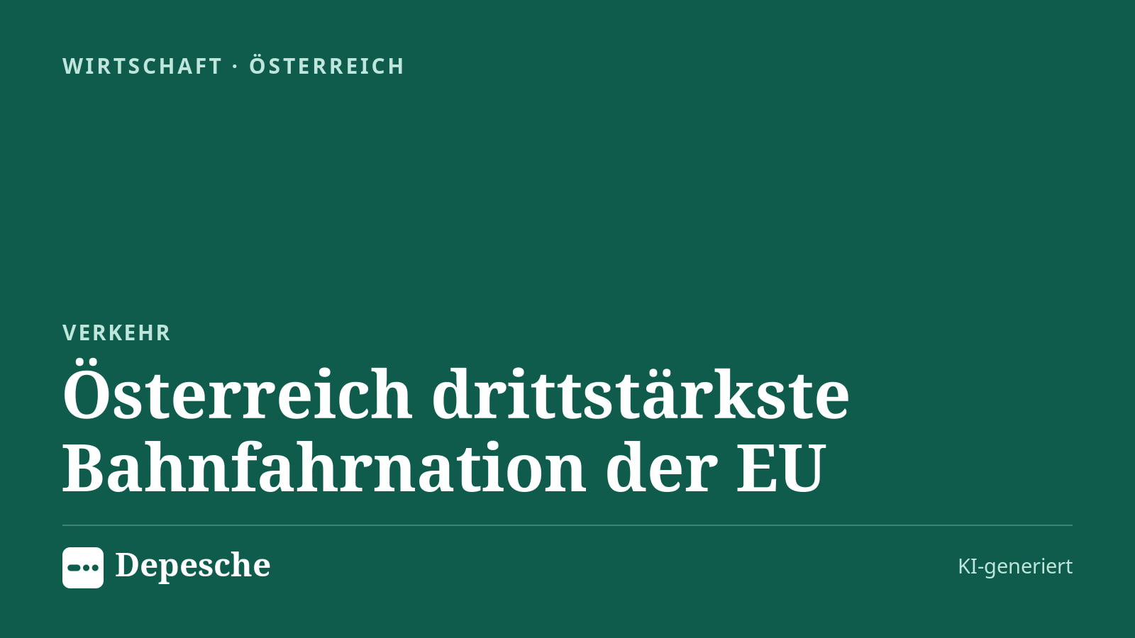 Wirtschaft: Österreich drittstärkste Bahnfahrnation der EU