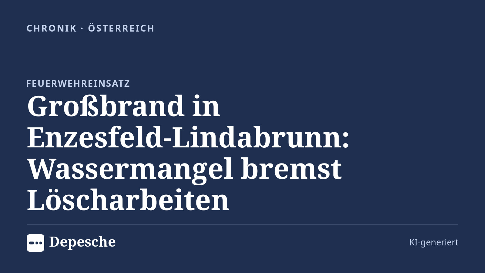 Chronik: Großbrand in Enzesfeld‑Lindabrunn: Wassermangel bremst Löscharbeiten
